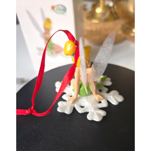 Disney Tinker Bell Christmas Ornament Sitting on Glitter Snowflake with Sparklin - Picture 5 of 9